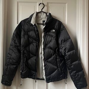 North Face black grey puffer. 
Very good condition, minimal wear.